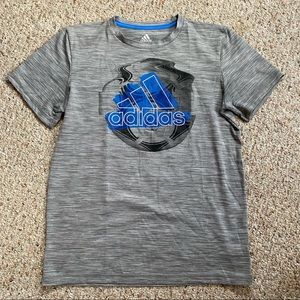 Adidas Boys Gray/Blue Soccer Tee